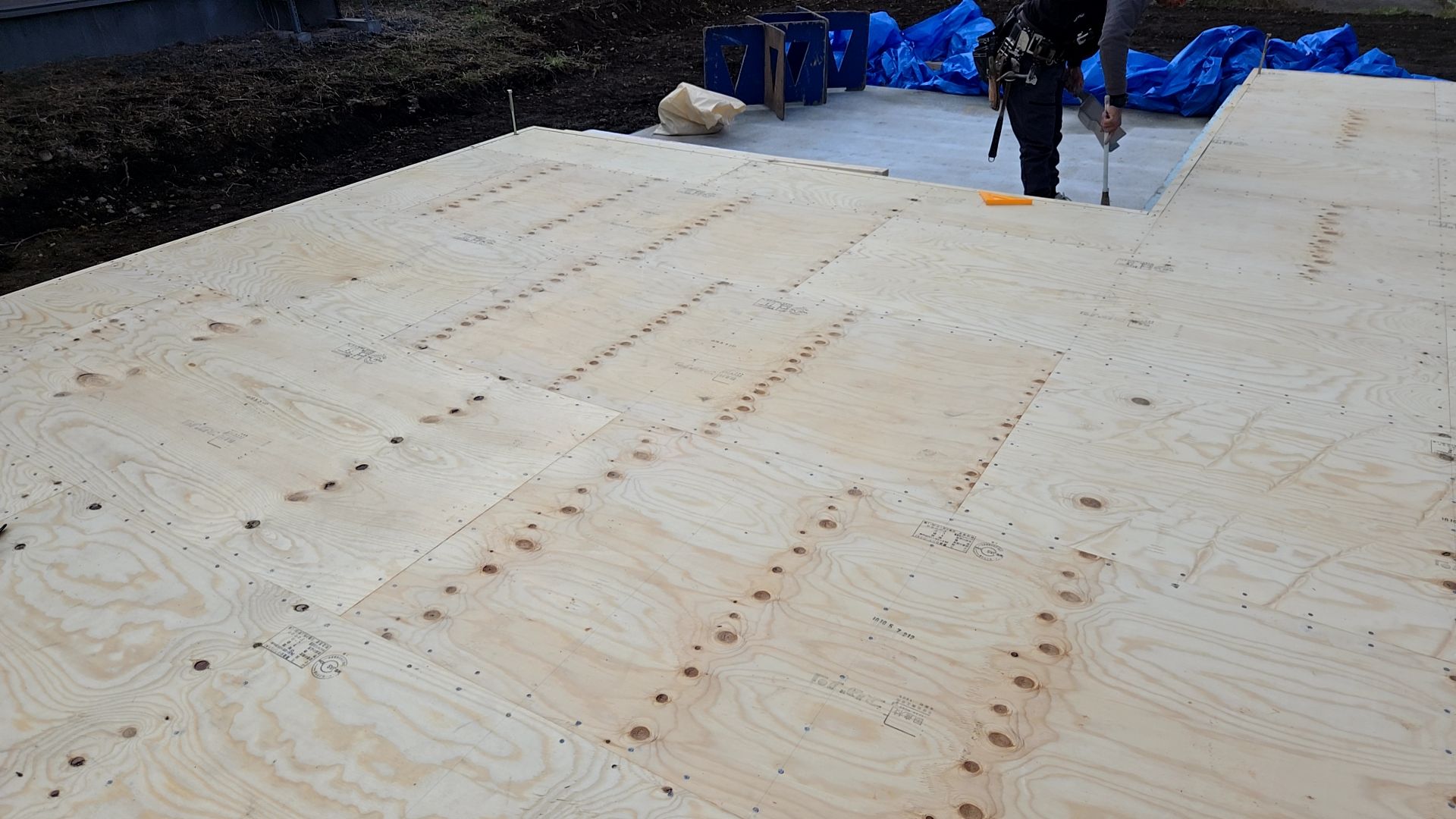 床合板貼りが行われた様子です。