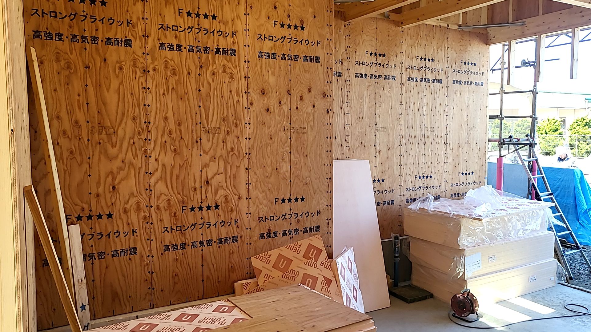 壁の下地造作工事の様子です。